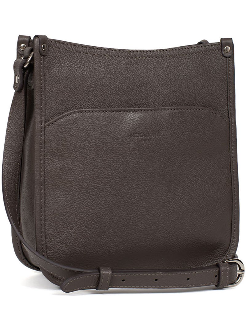 Bolso cruzado - cuero confort hexagona Taupe - Kiabi