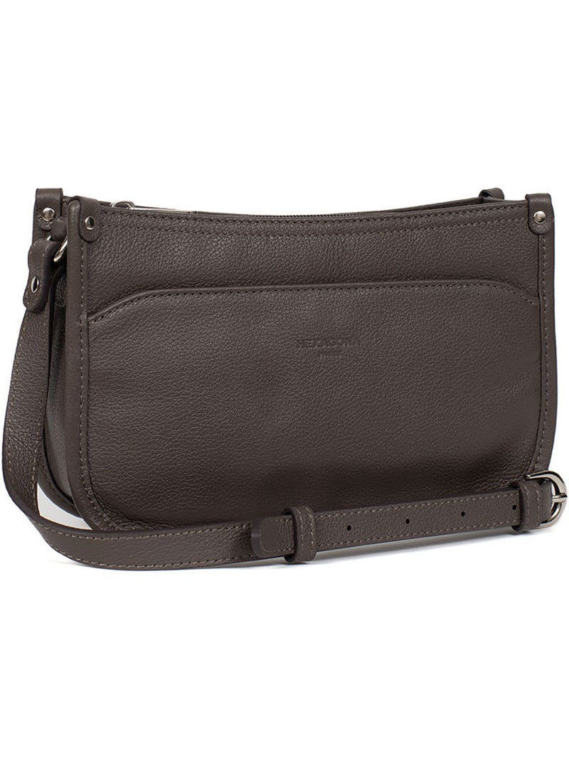 Bolso cruzado - cuero confort hexagona Taupe - Kiabi
