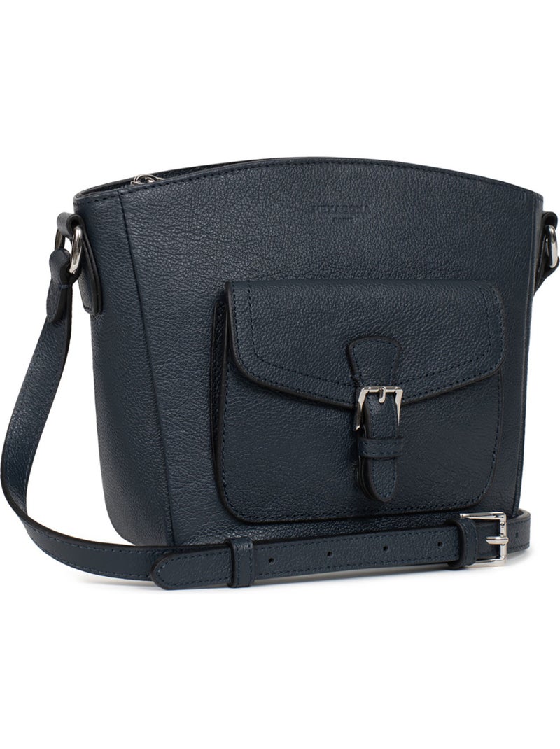 Bolso cruzado - cuero mirabelle hexagona Azul petróleo - Kiabi