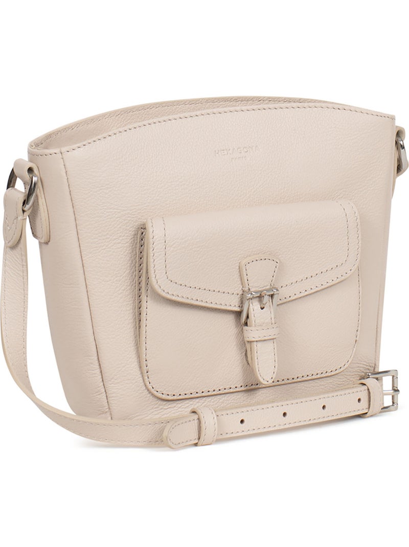 Bolso cruzado - cuero mirabelle hexagona Marfil - Kiabi