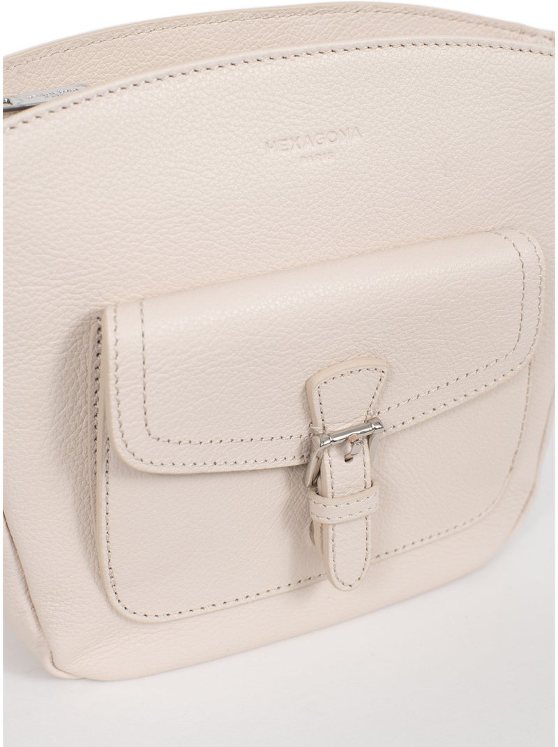 Bolso cruzado - cuero mirabelle hexagona Marfil - Kiabi