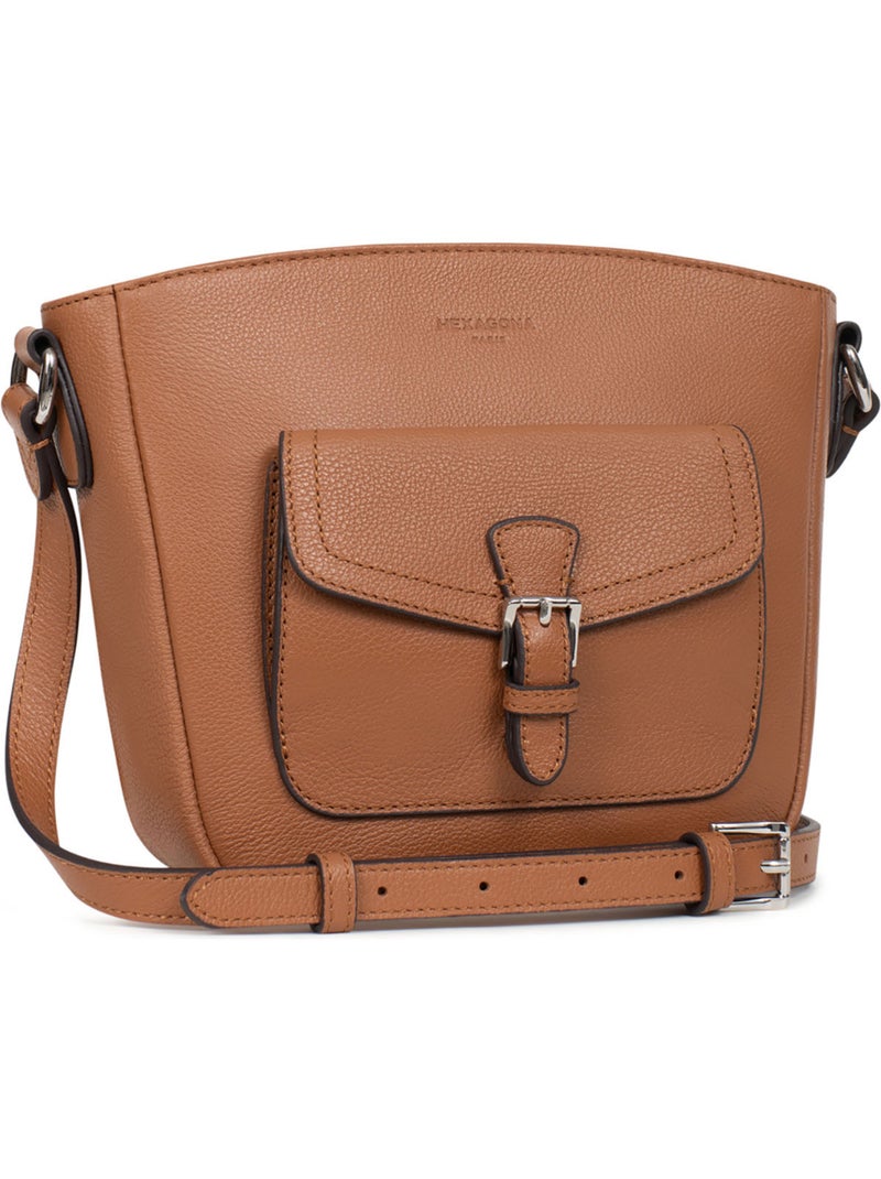 Bolso cruzado - cuero mirabelle hexagona Marrón claro - Kiabi