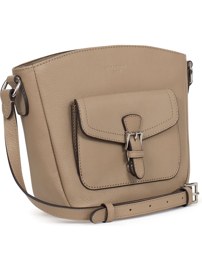 Bolso cruzado - cuero mirabelle hexagona Marrón glaseado - Kiabi