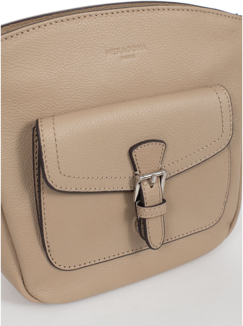 Bolso cruzado - cuero mirabelle hexagona Marrón glaseado - Kiabi