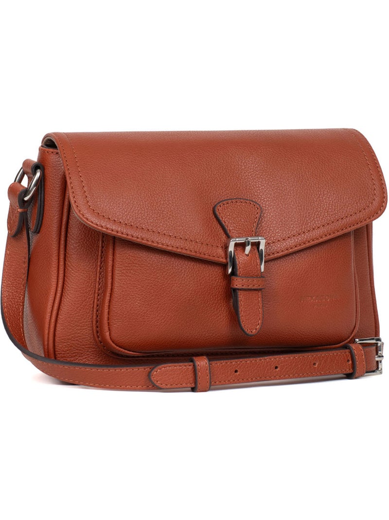 Bolso cruzado - cuero mirabelle hexagona Marrón - Kiabi