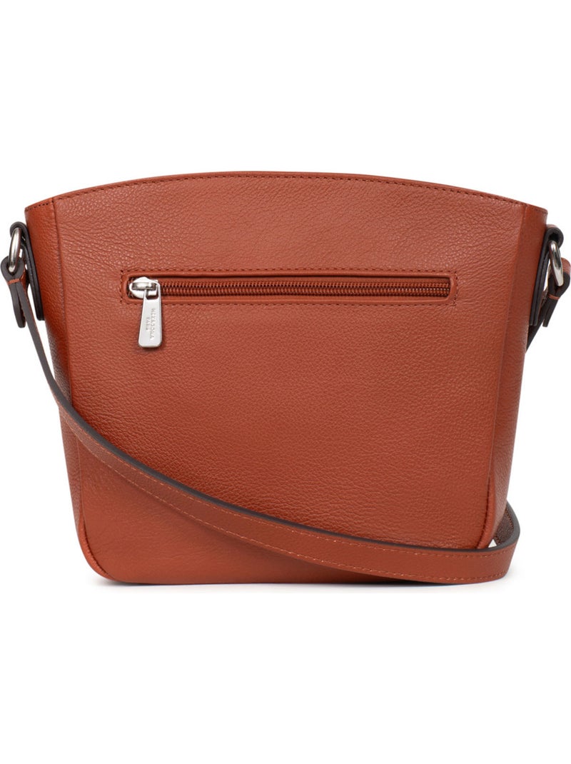 Bolso cruzado - cuero mirabelle hexagona Marrón - Kiabi