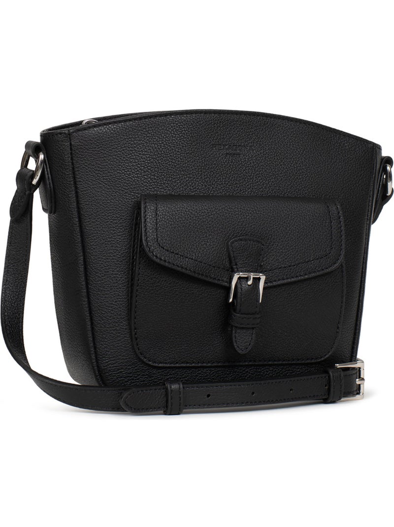 Bolso cruzado - cuero mirabelle hexagona Negro - Kiabi