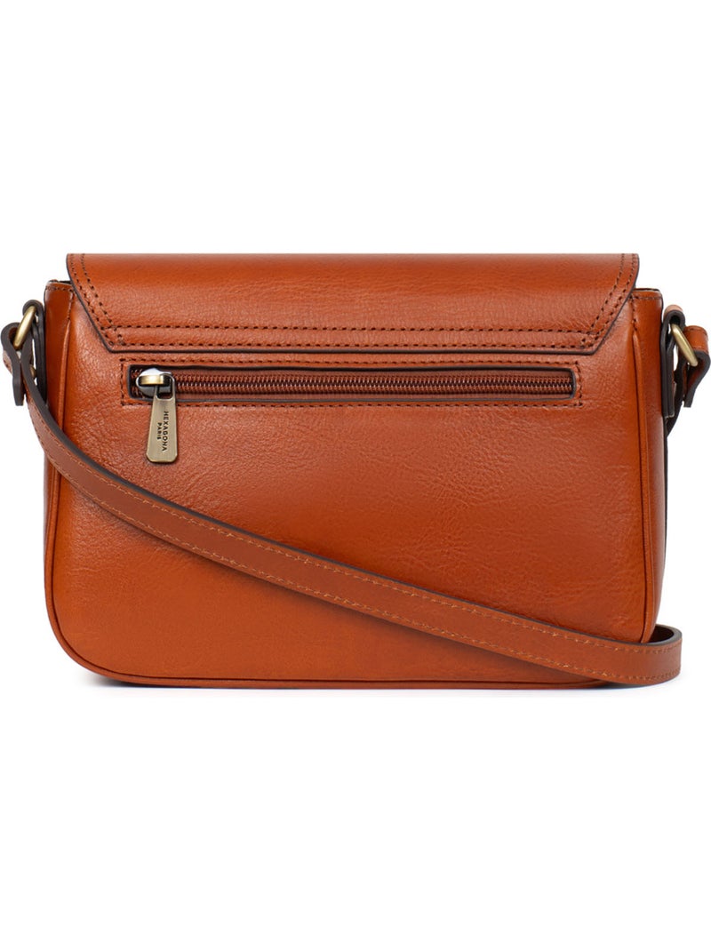 Bolso cruzado - cuero ondine hexagona Cognac - Kiabi