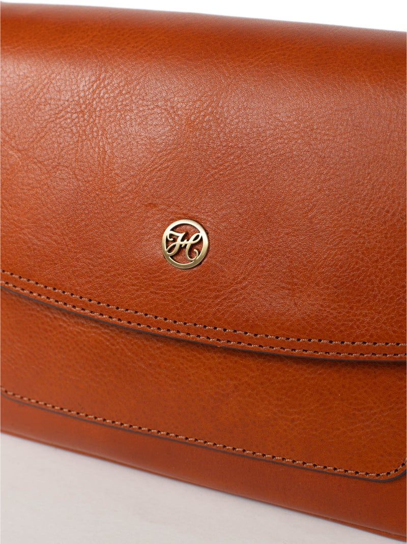 Bolso cruzado - cuero ondine hexagona Cognac - Kiabi