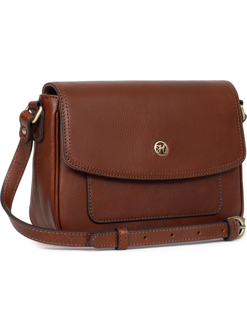 Bolso cruzado - cuero ondine hexagona Marrón - Kiabi
