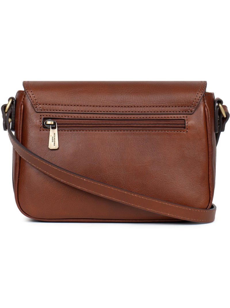 Bolso cruzado - cuero ondine hexagona Marrón - Kiabi