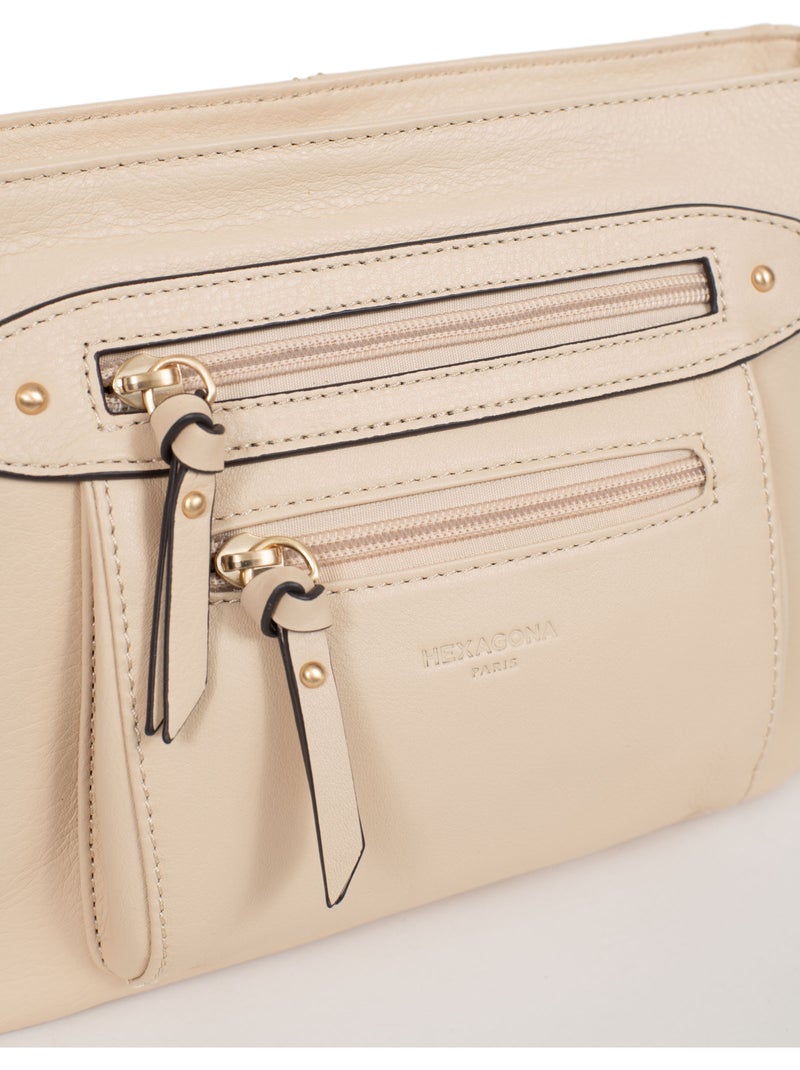 Bolso cruzado - Cuero TAIMA Beige - Kiabi