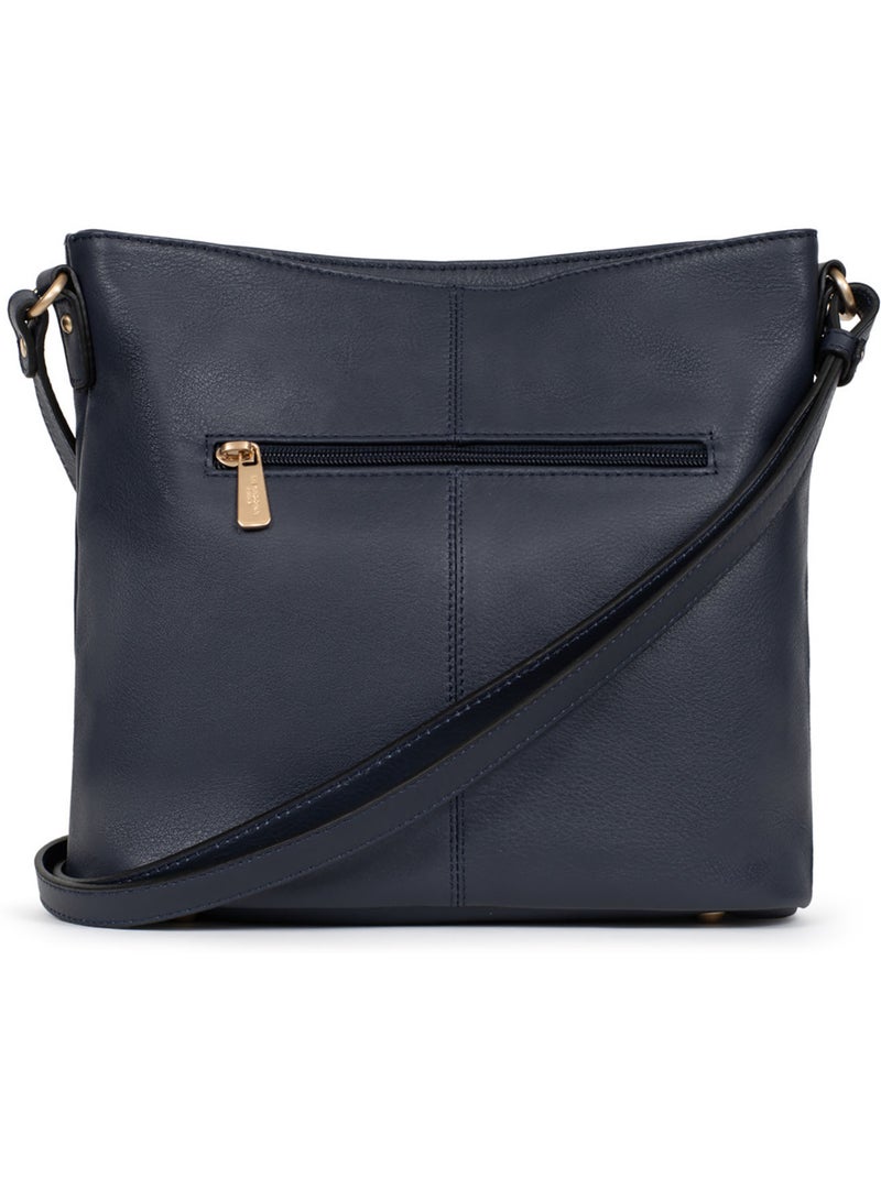 Bolso cruzado - cuero taima hexagona Azul noche - Kiabi