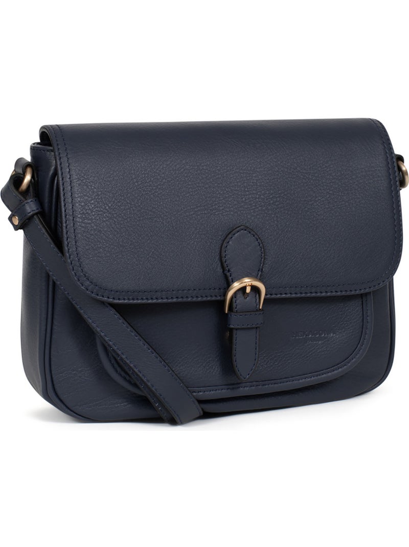 Bolso cruzado - cuero taima hexagona Azul noche - Kiabi