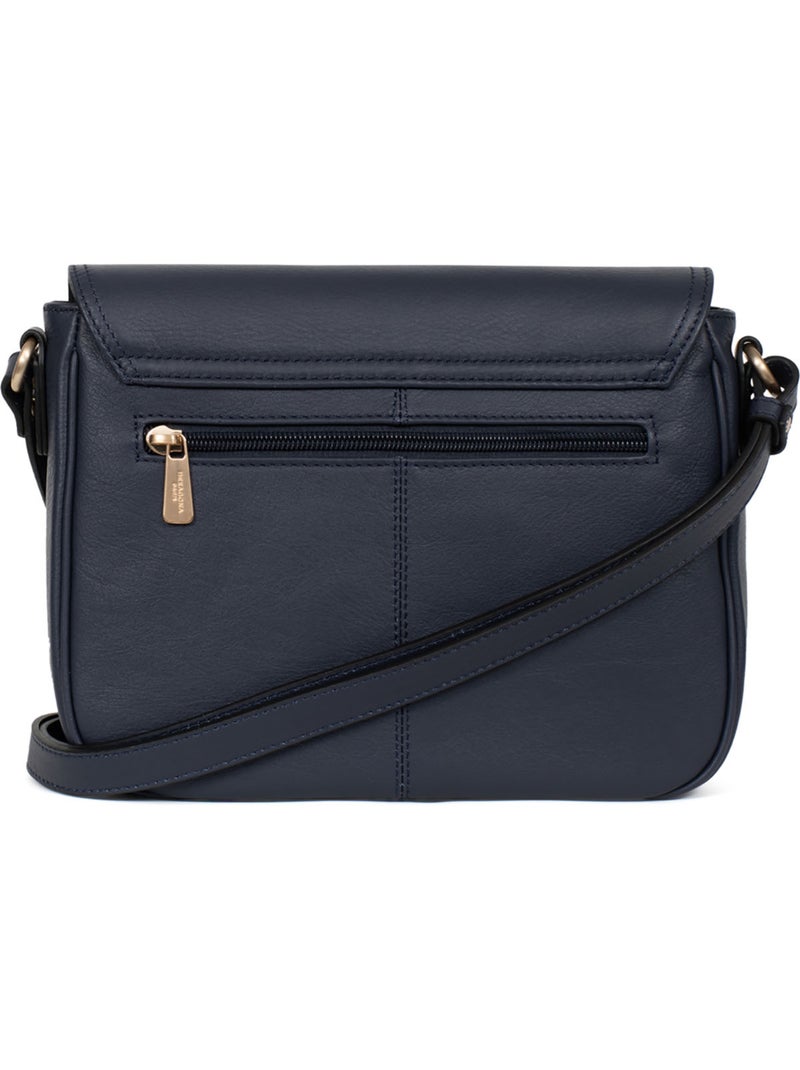 Bolso cruzado - cuero taima hexagona Azul noche - Kiabi