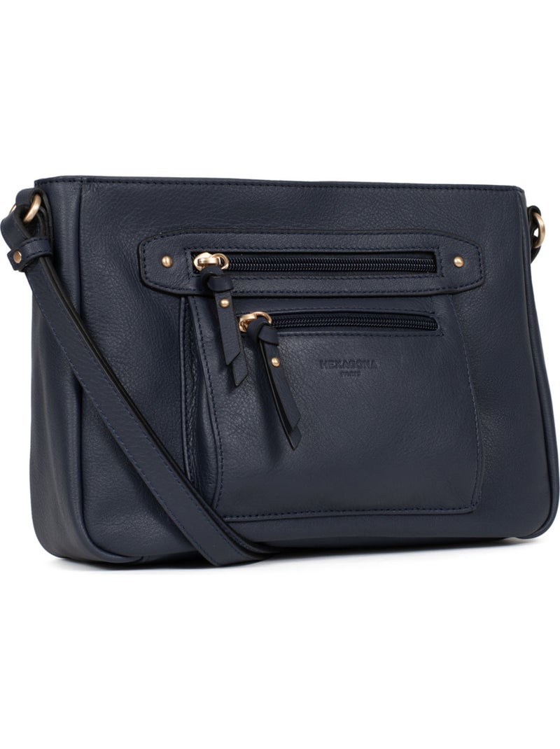 Bolso cruzado - cuero taima hexagona Azul noche - Kiabi
