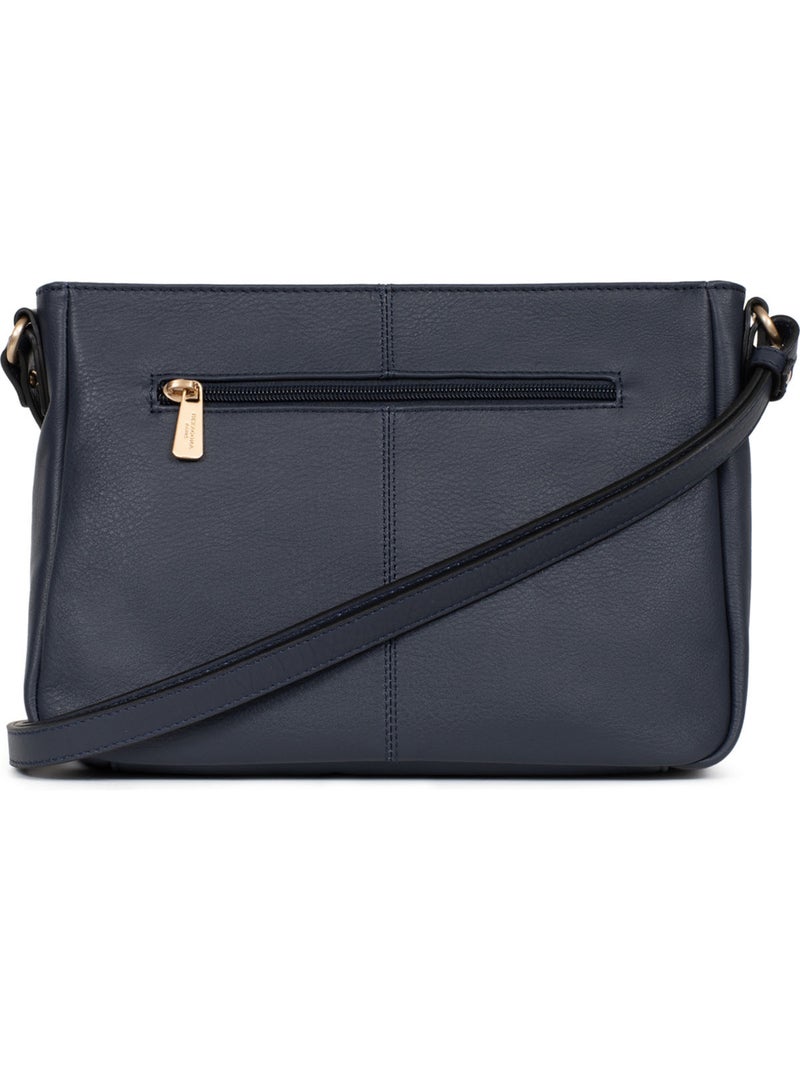 Bolso cruzado - cuero taima hexagona Azul noche - Kiabi