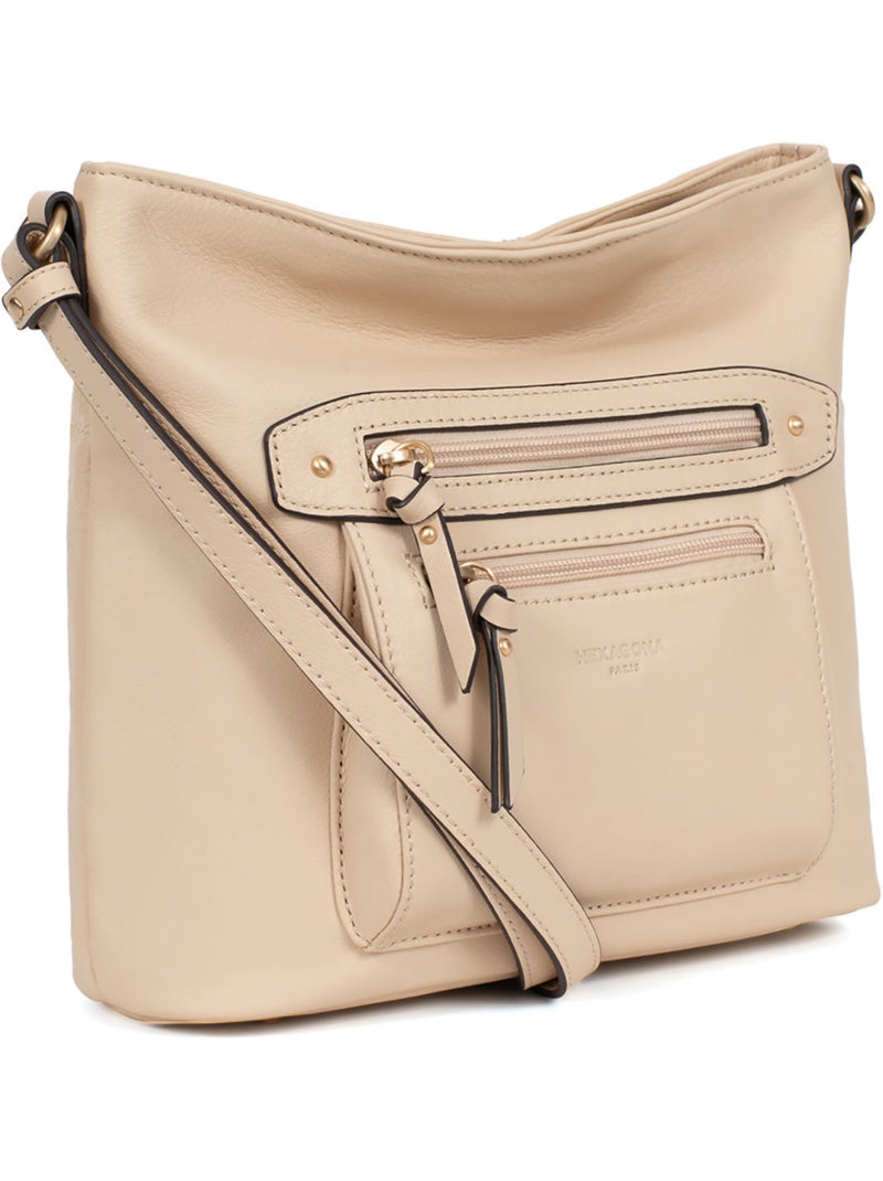 Bolso cruzado - cuero taima hexagona Beige - Kiabi