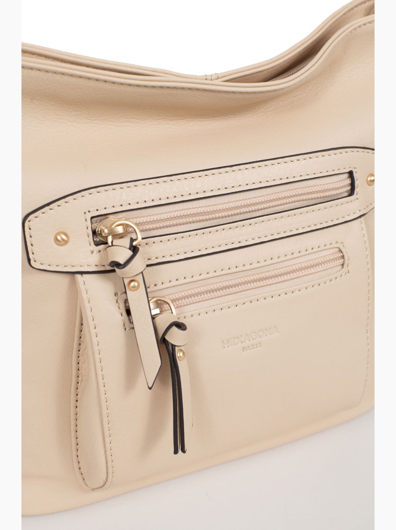 Bolso cruzado - cuero taima hexagona Beige - Kiabi