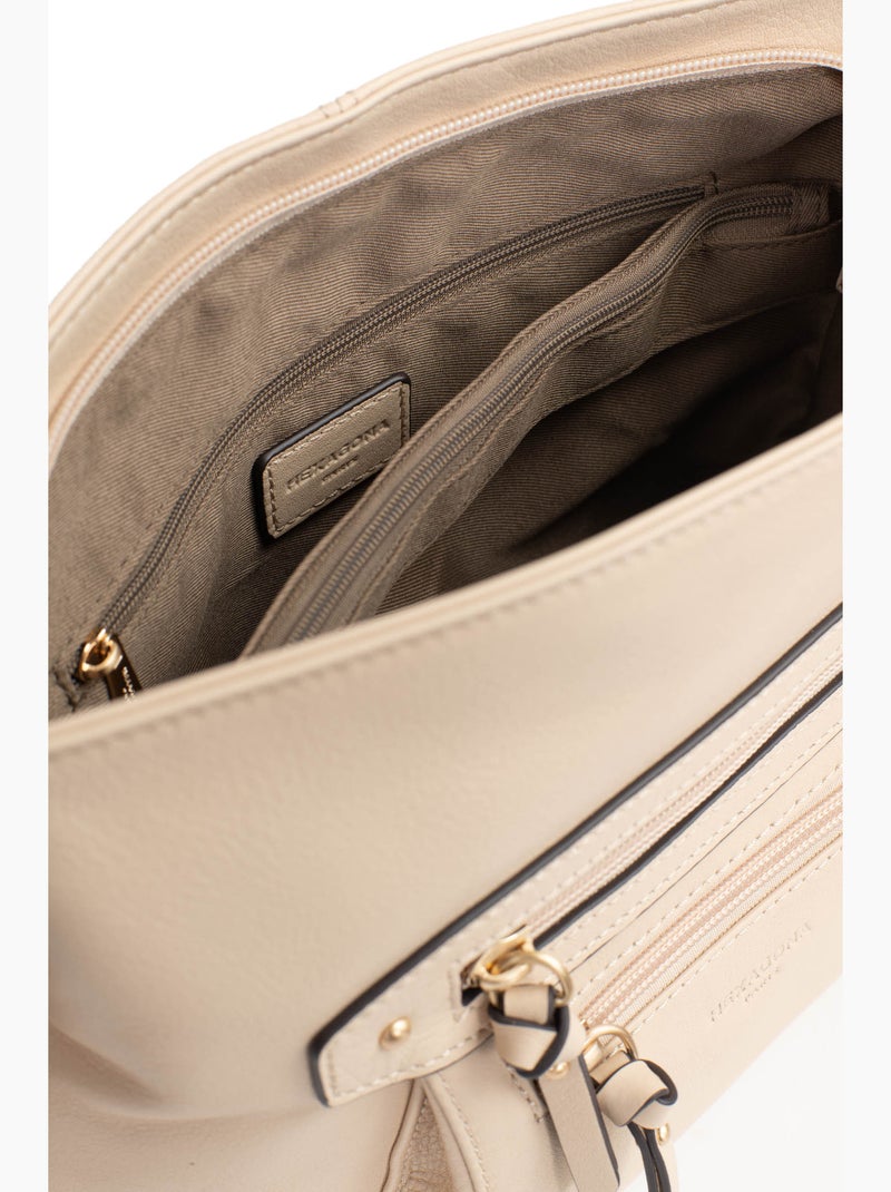 Bolso cruzado - cuero taima hexagona Beige - Kiabi