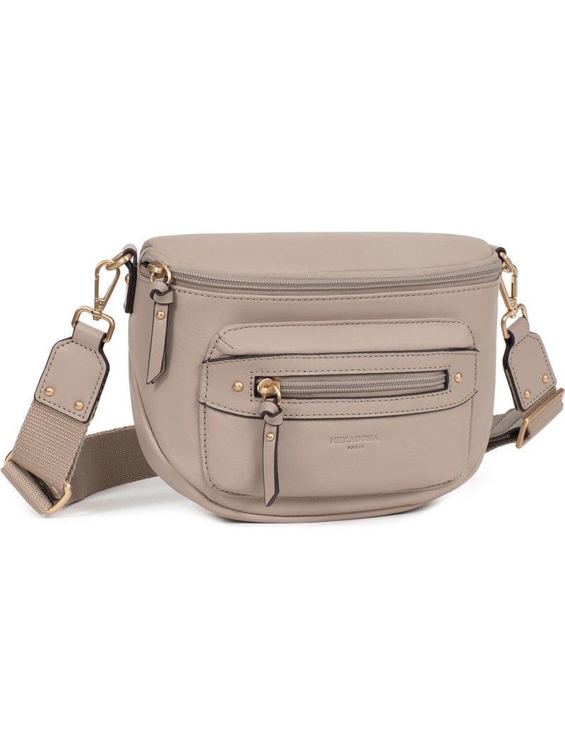 Bolso cruzado - cuero taima hexagona Gris - Kiabi