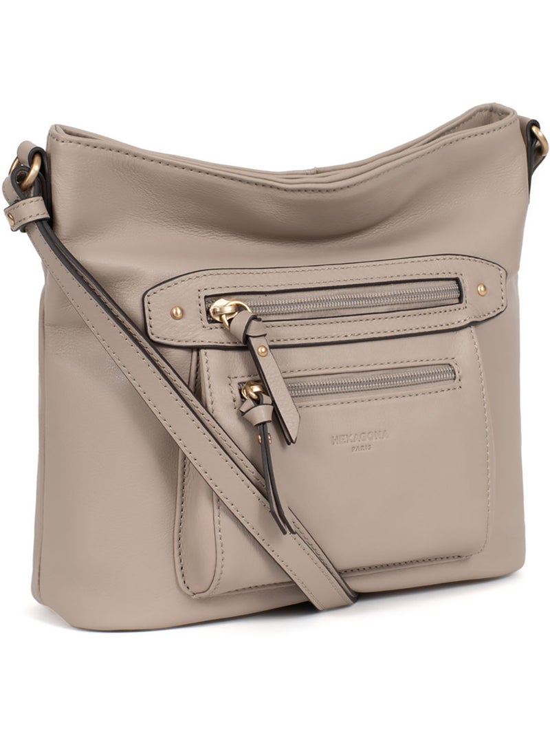 Bolso cruzado - cuero taima hexagona Gris - Kiabi
