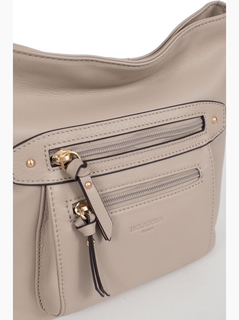 Bolso cruzado - cuero taima hexagona Gris - Kiabi