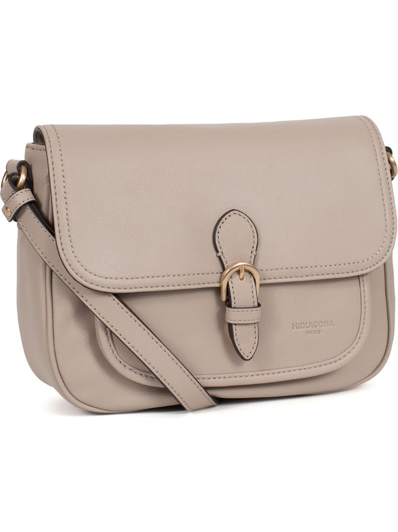 Bolso cruzado - cuero taima hexagona Gris - Kiabi