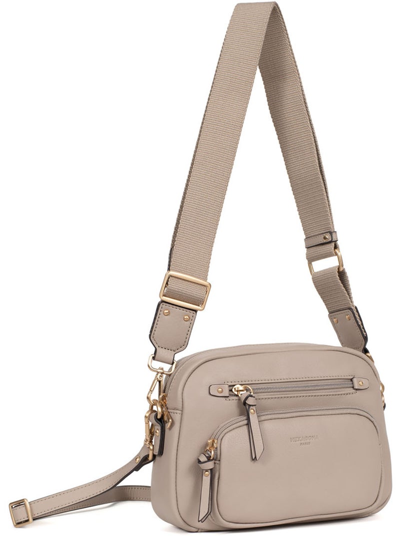 Bolso cruzado - cuero taima hexagona Gris - Kiabi