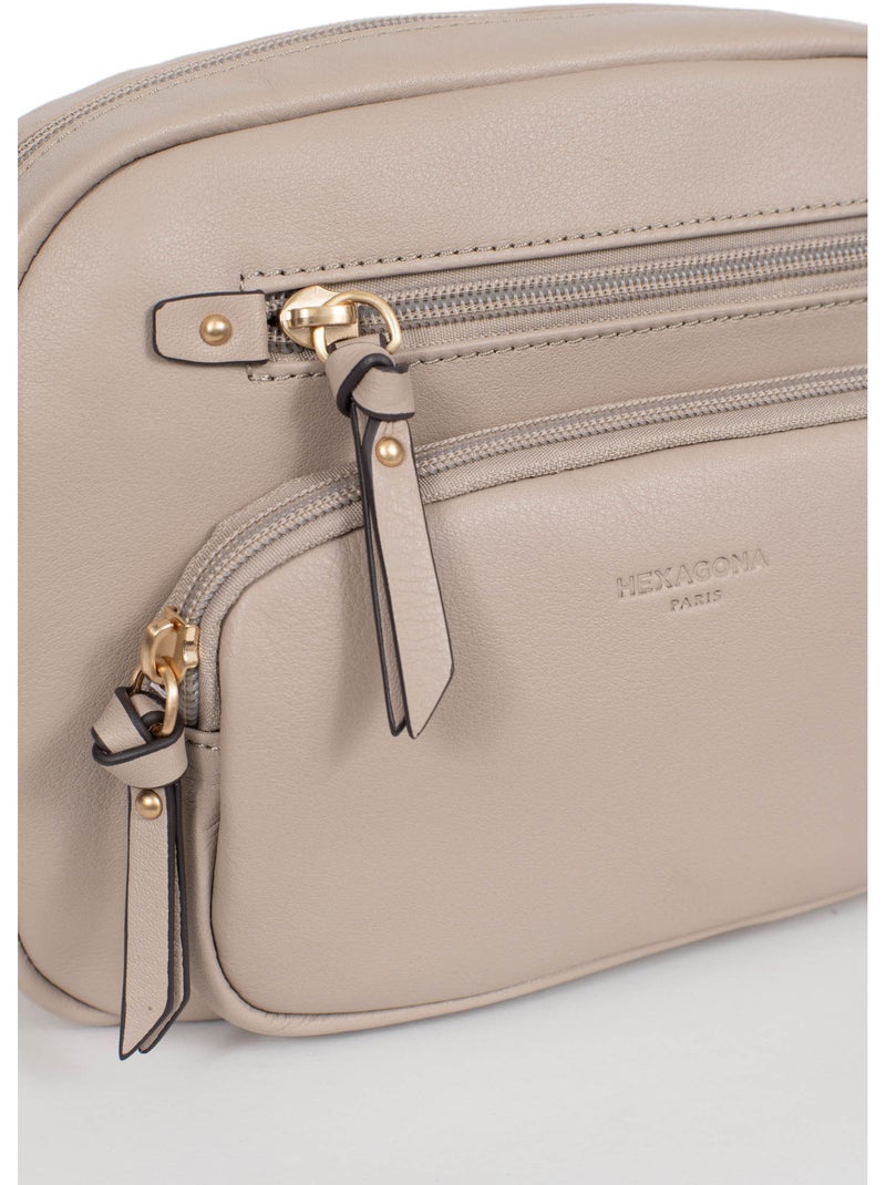 Bolso cruzado - cuero taima hexagona Gris - Kiabi