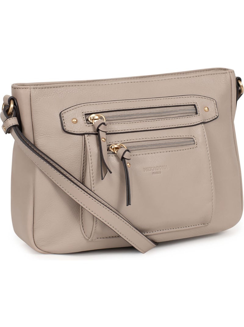 Bolso cruzado - cuero taima hexagona Gris - Kiabi