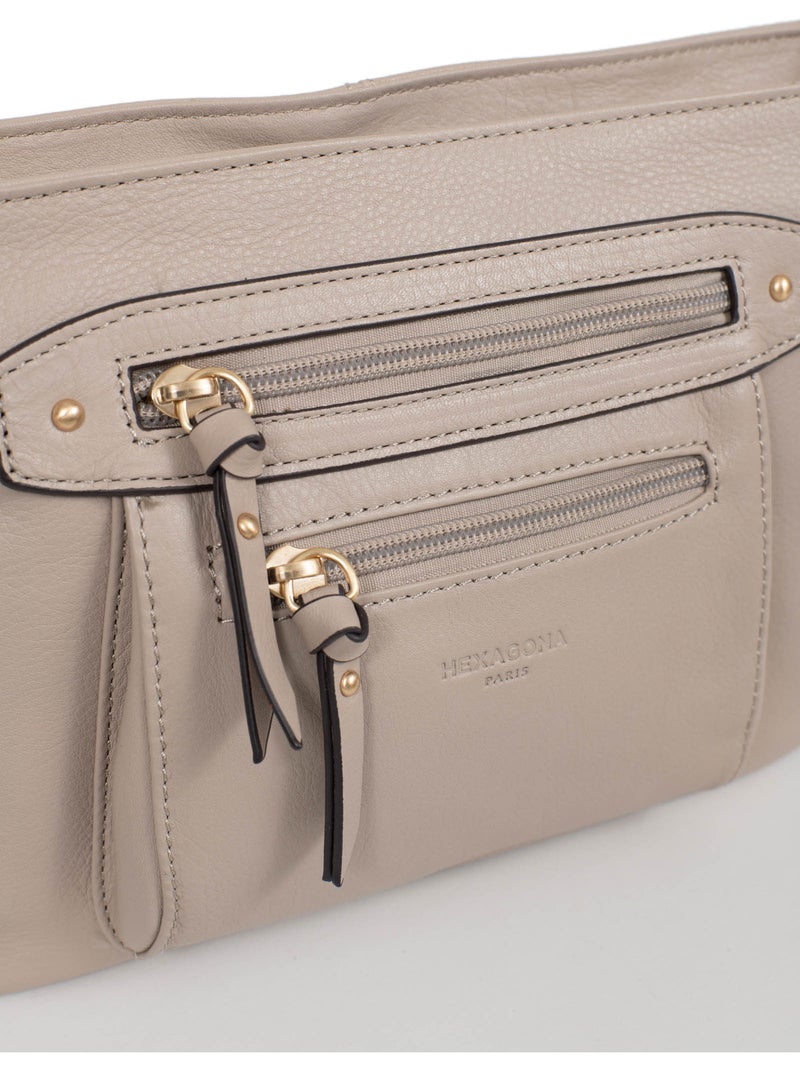 Bolso cruzado - cuero taima hexagona Gris - Kiabi