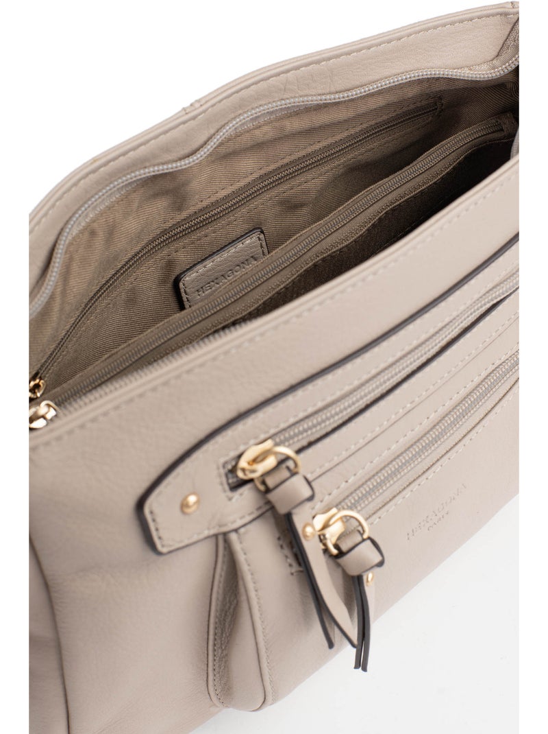 Bolso cruzado - cuero taima hexagona Gris - Kiabi
