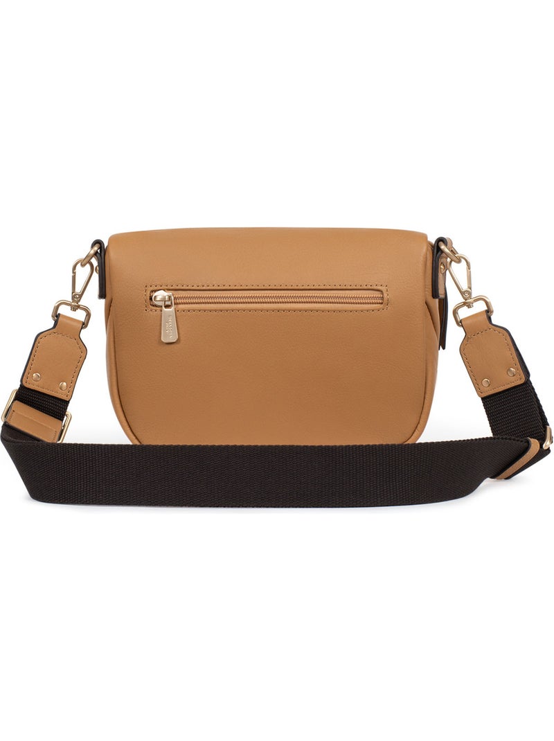Bolso cruzado - cuero taima hexagona Marrón habano - Kiabi