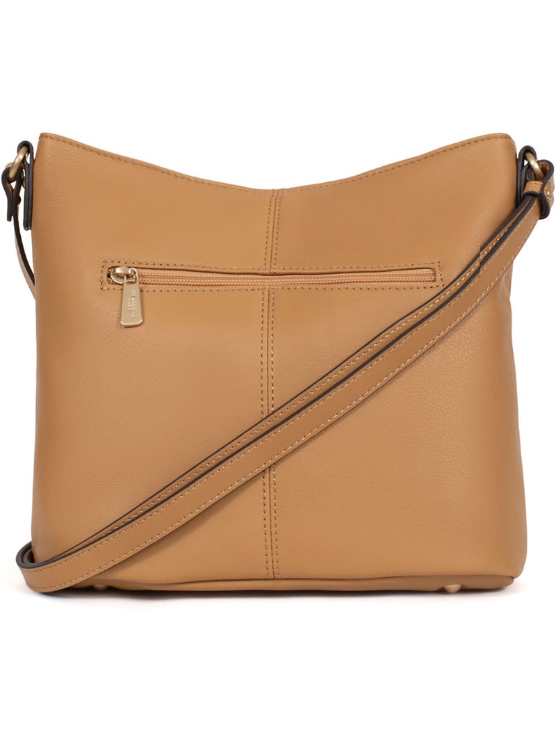 Bolso cruzado - cuero taima hexagona Marrón habano - Kiabi
