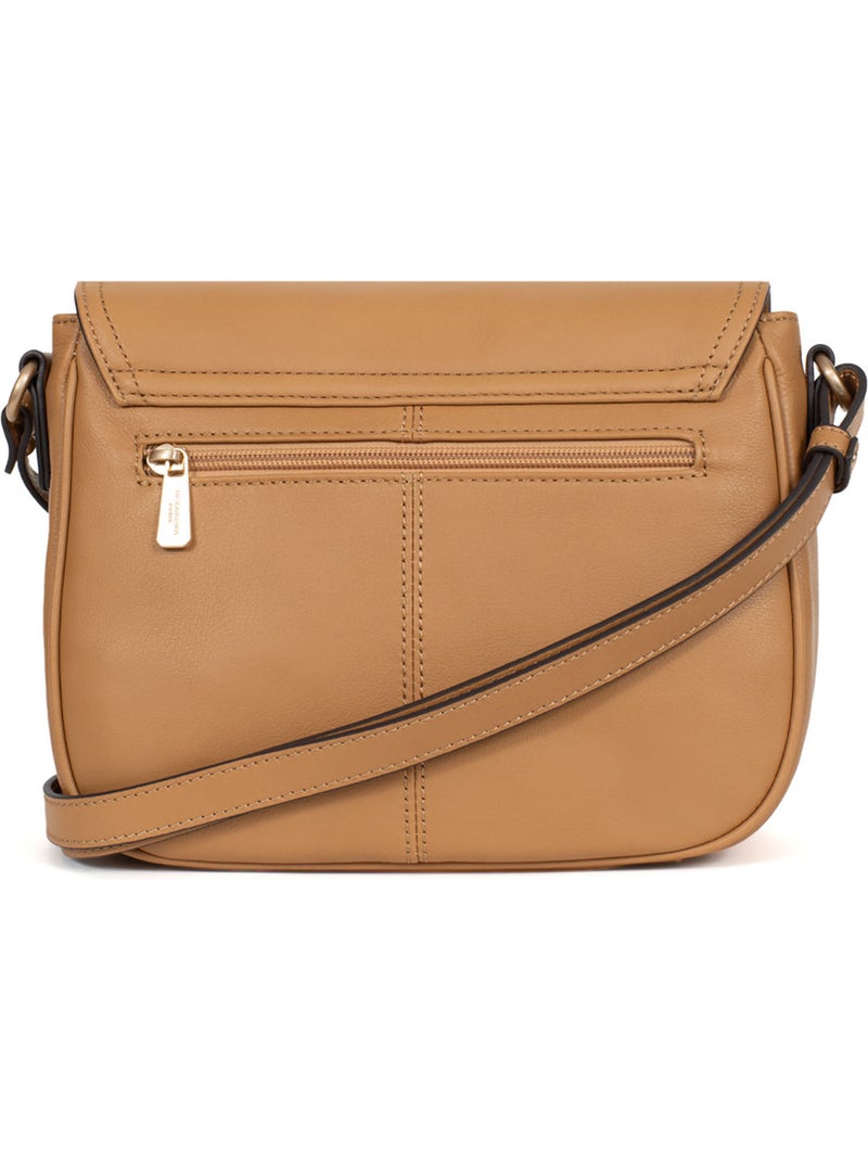 Bolso cruzado - cuero taima hexagona Marrón habano - Kiabi