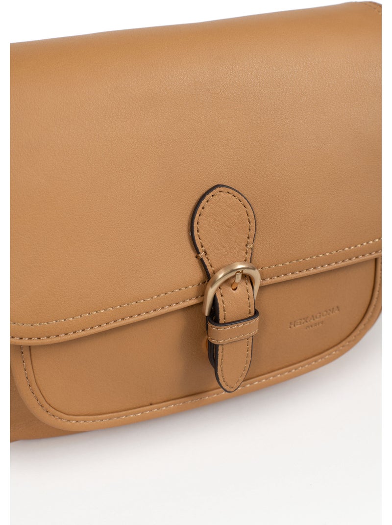 Bolso cruzado - cuero taima hexagona Marrón habano - Kiabi