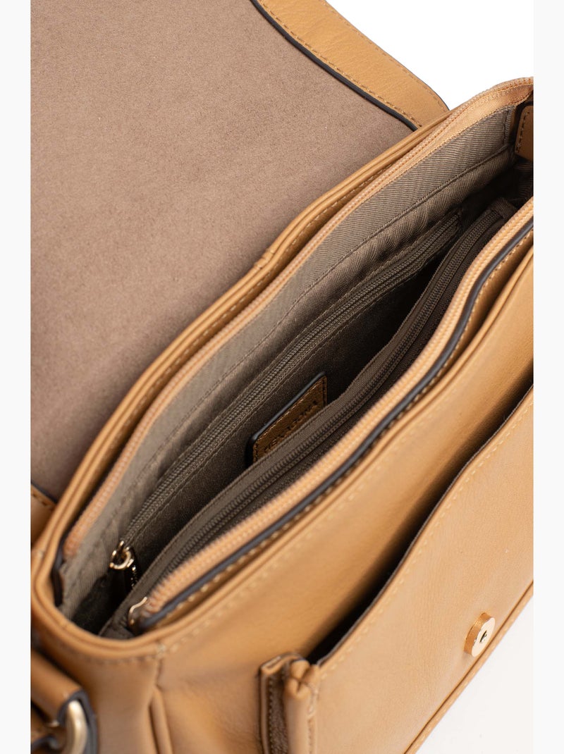 Bolso cruzado - cuero taima hexagona Marrón habano - Kiabi