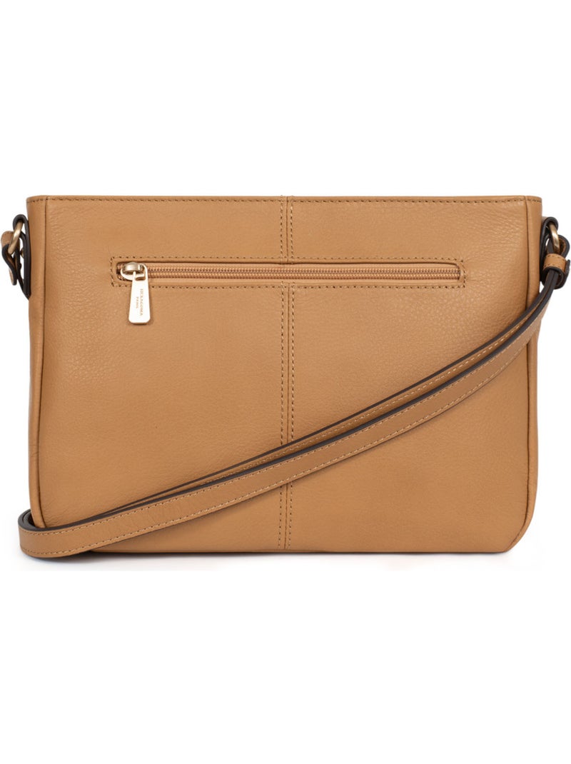 Bolso cruzado - cuero taima hexagona Marrón habano - Kiabi