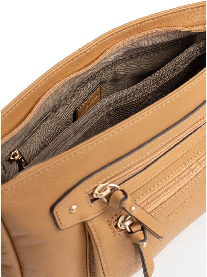 Bolso cruzado - cuero taima hexagona Marrón habano - Kiabi