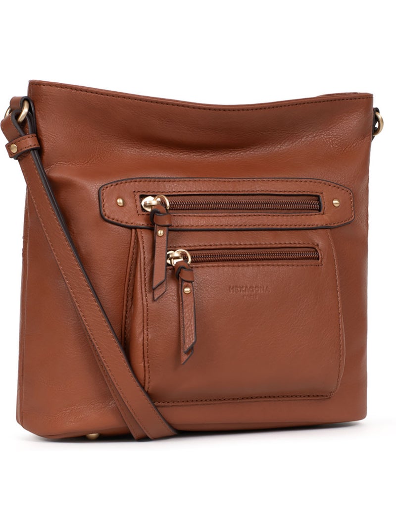 Bolso cruzado - cuero taima hexagona Marrón - Kiabi