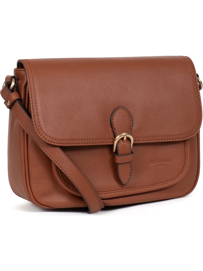 Bolso cruzado - cuero taima hexagona Marrón - Kiabi