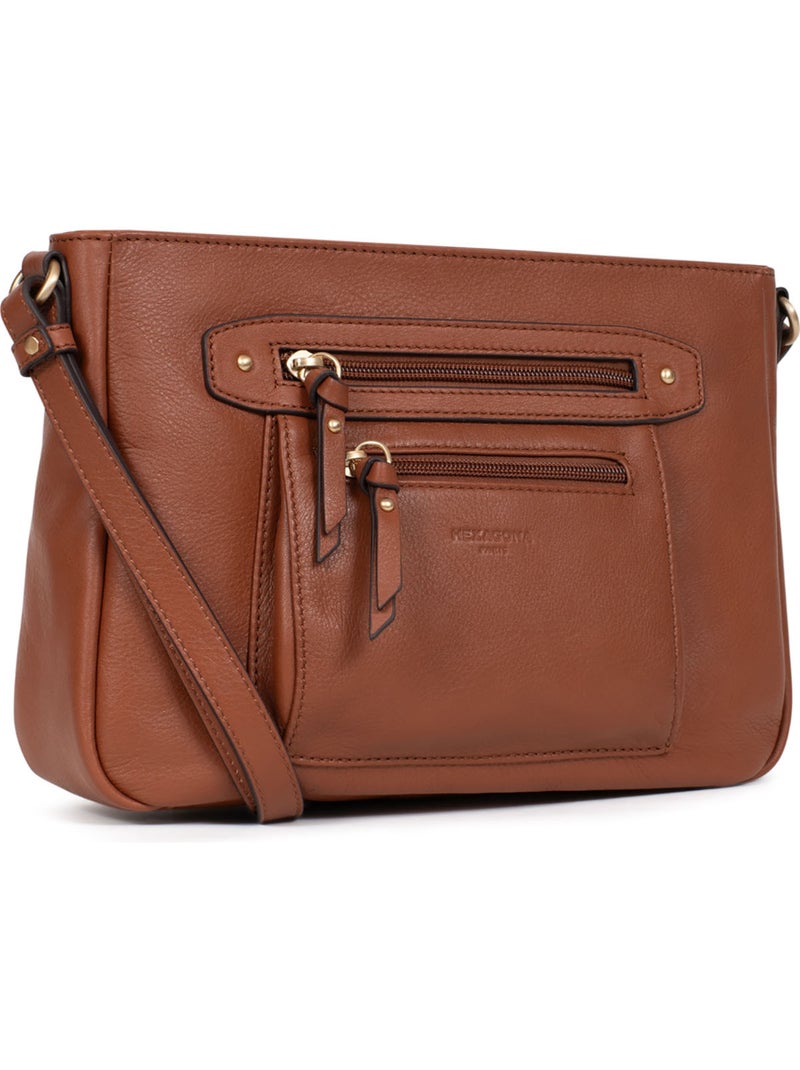 Bolso cruzado - cuero taima hexagona Marrón - Kiabi