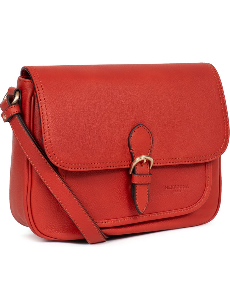 Bolso cruzado - cuero taima hexagona Naranja - Kiabi