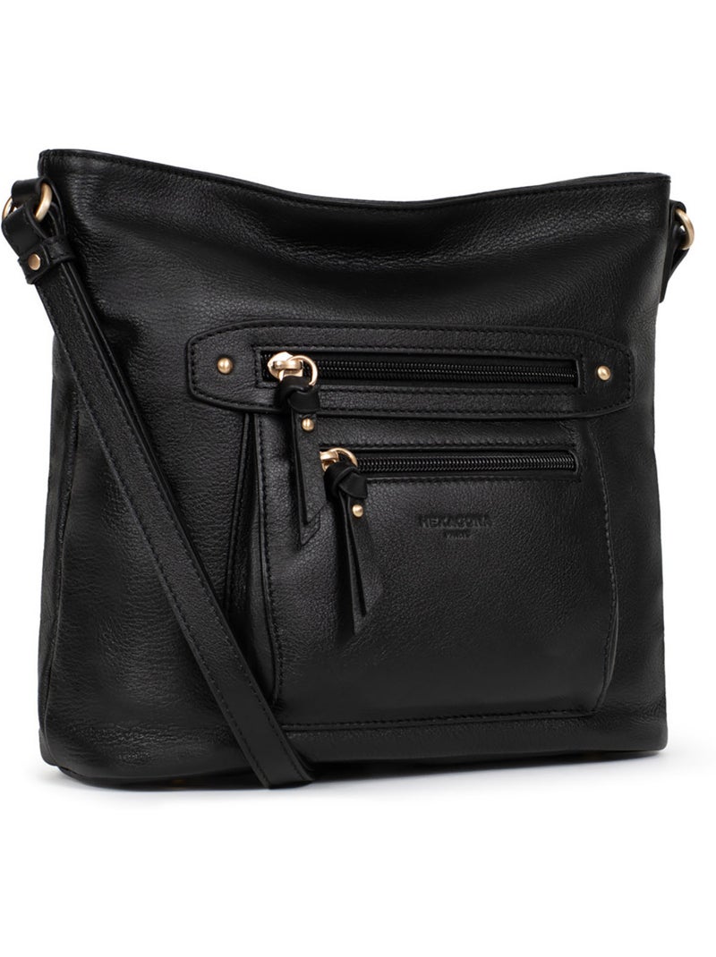 Bolso cruzado - cuero taima hexagona Negro - Kiabi