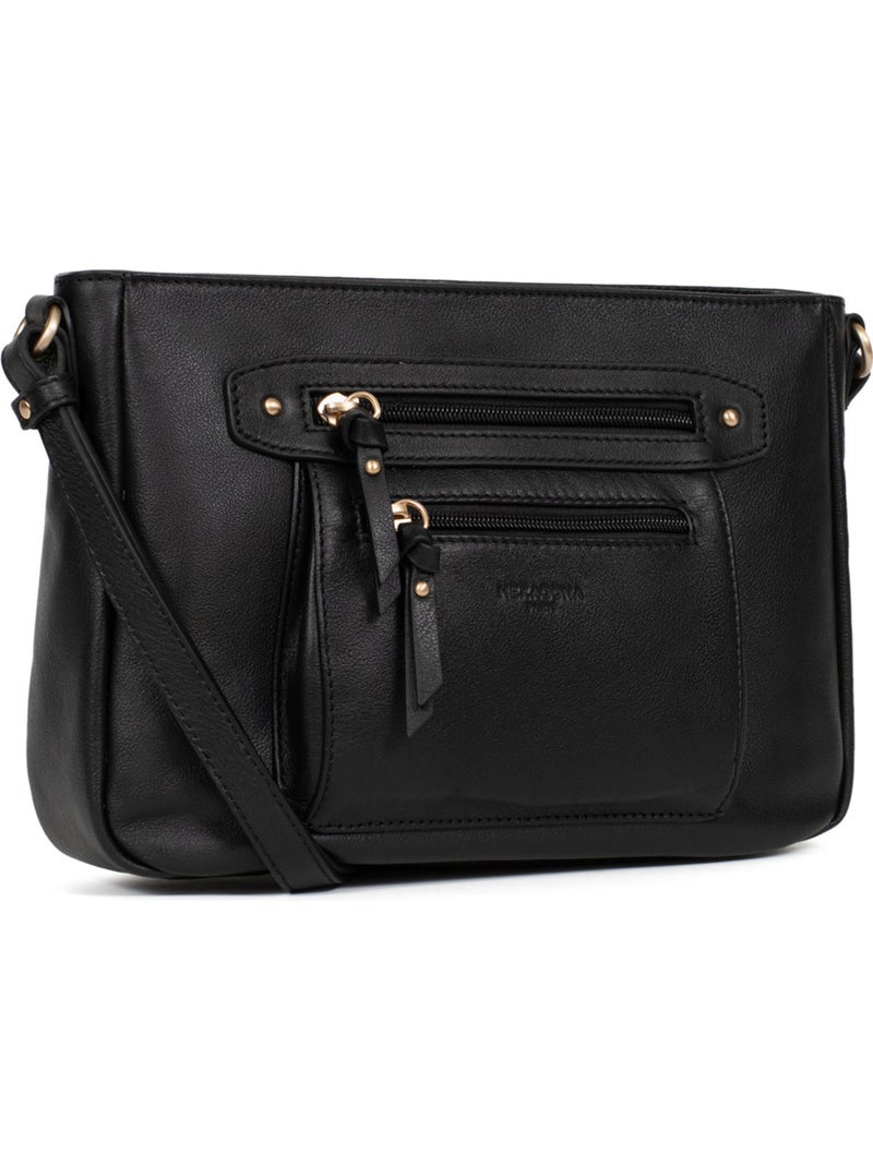 Bolso cruzado - cuero taima hexagona Negro - Kiabi