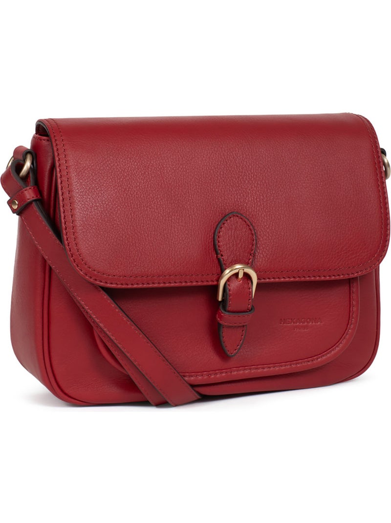 Bolso cruzado - cuero taima hexagona Rojo oscuro - Kiabi