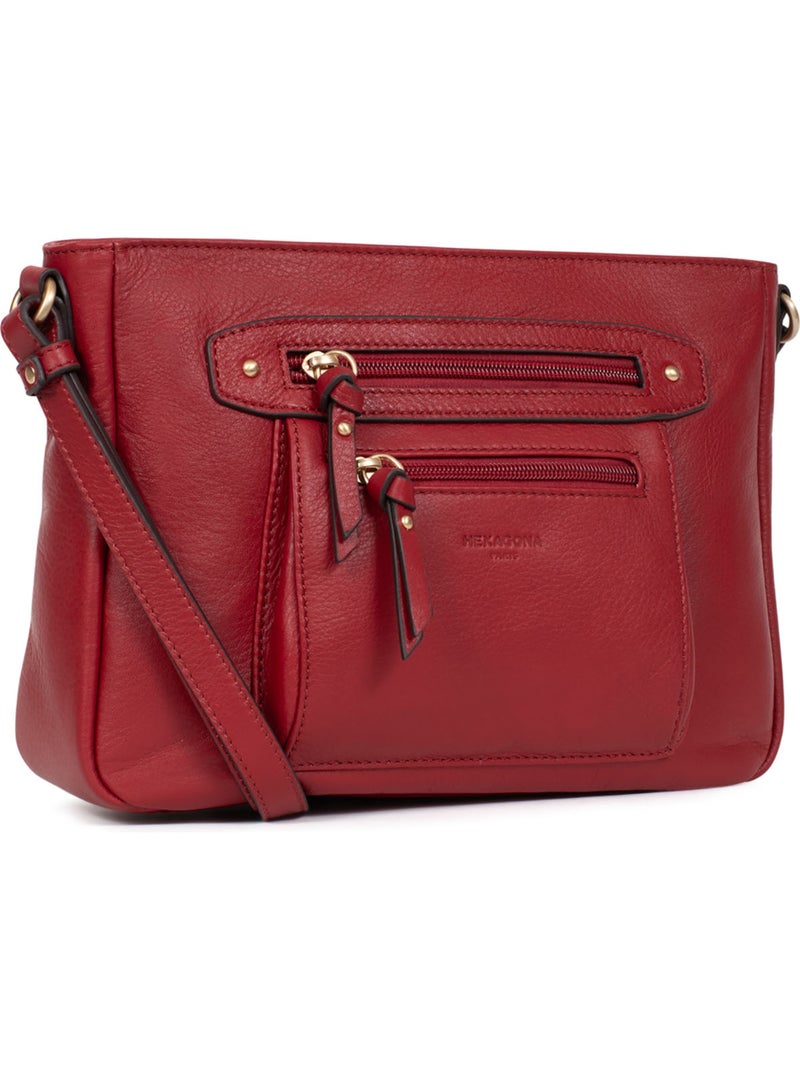 Bolso cruzado - cuero taima hexagona Rojo oscuro - Kiabi