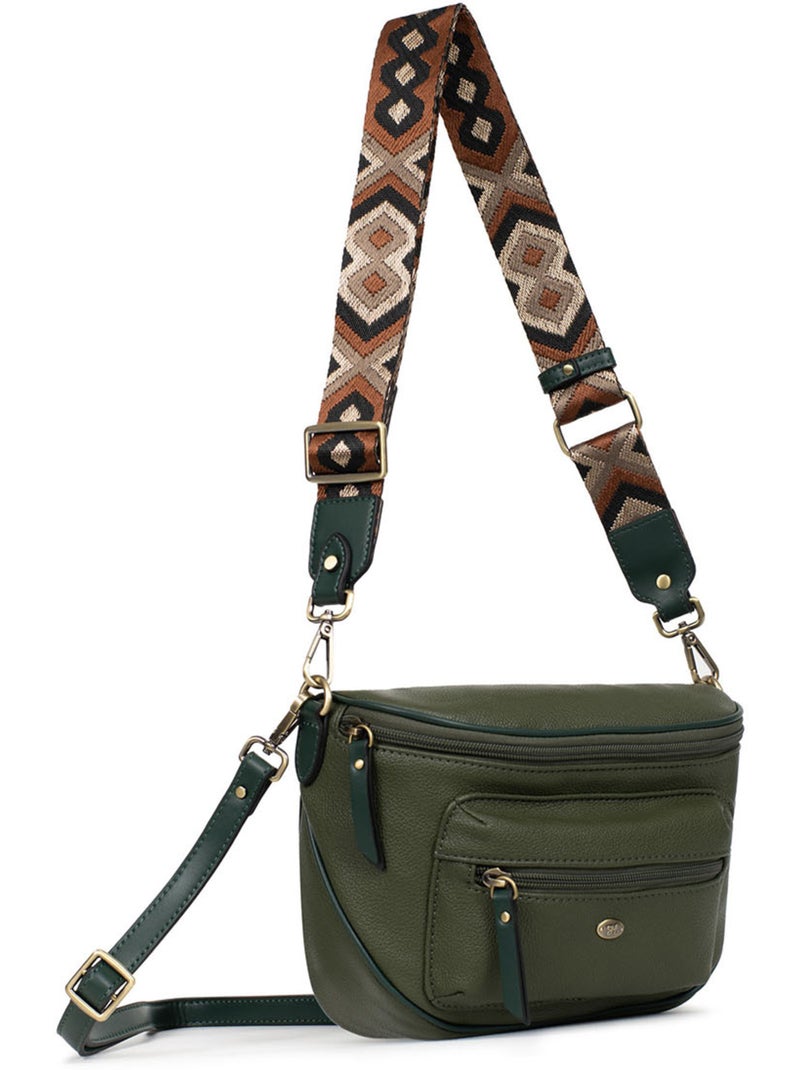 Bolso cruzado ronda hexagona Caqui - Kiabi