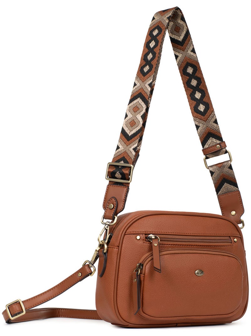 Bolso cruzado ronda hexagona Cognac - Kiabi